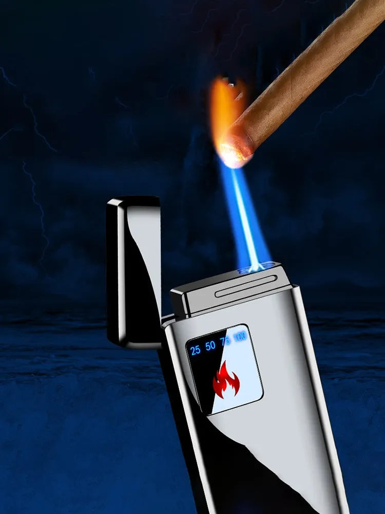 Touch-screen rechargeable electronic lighter with adjustable flame and alloy body