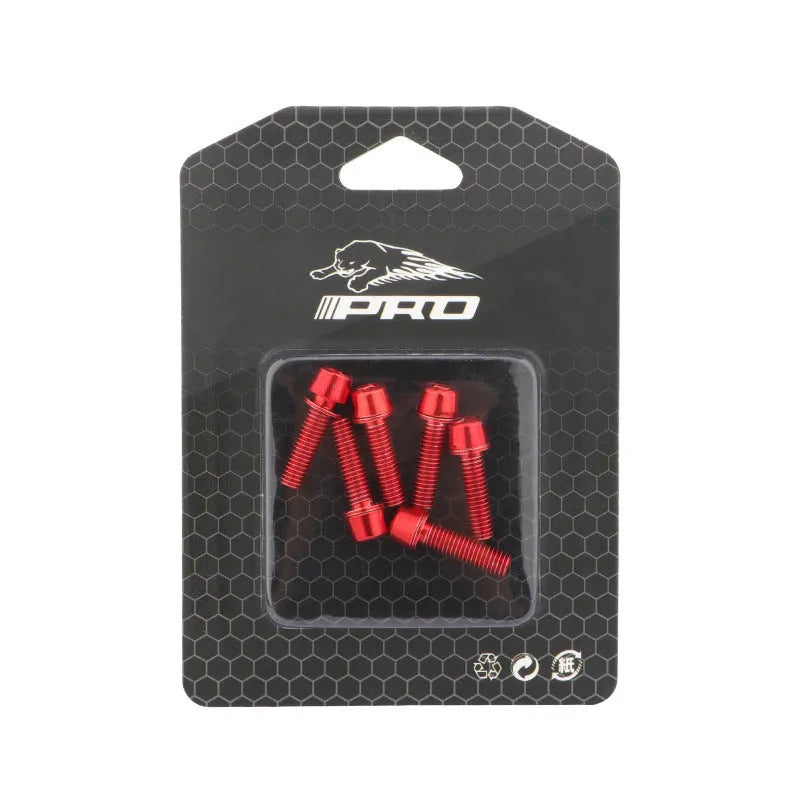Mountain bike colour riser fixing screws, stainless steel, 6 pieces on a card in black red blue green purple gold or colourful
