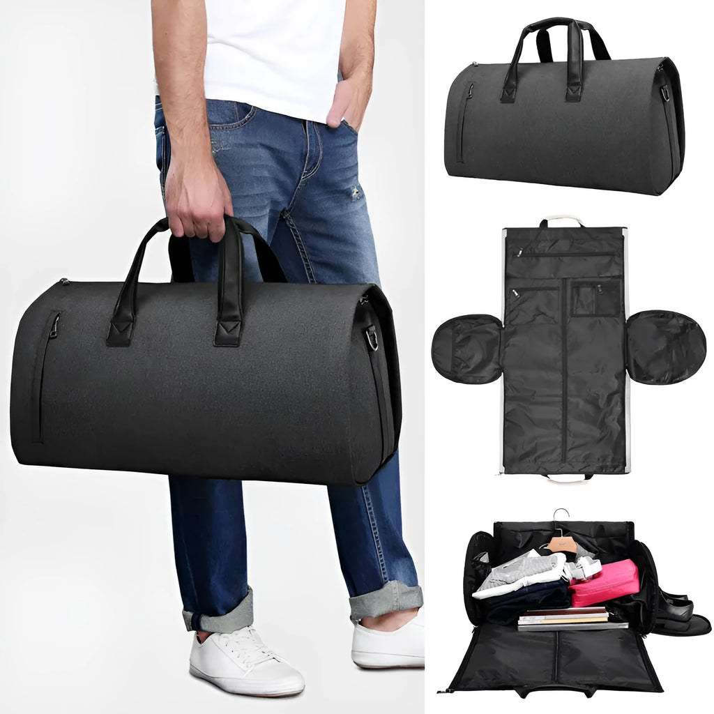Oval-shaped medium travel bag in light grey with multiple internal compartments for wet-dry separation and organisation.
