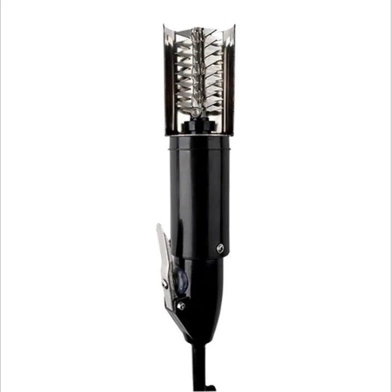 Black electric fish scale scraper with plastic shell and alloy parts, 7000 r/min descaling tool on a table