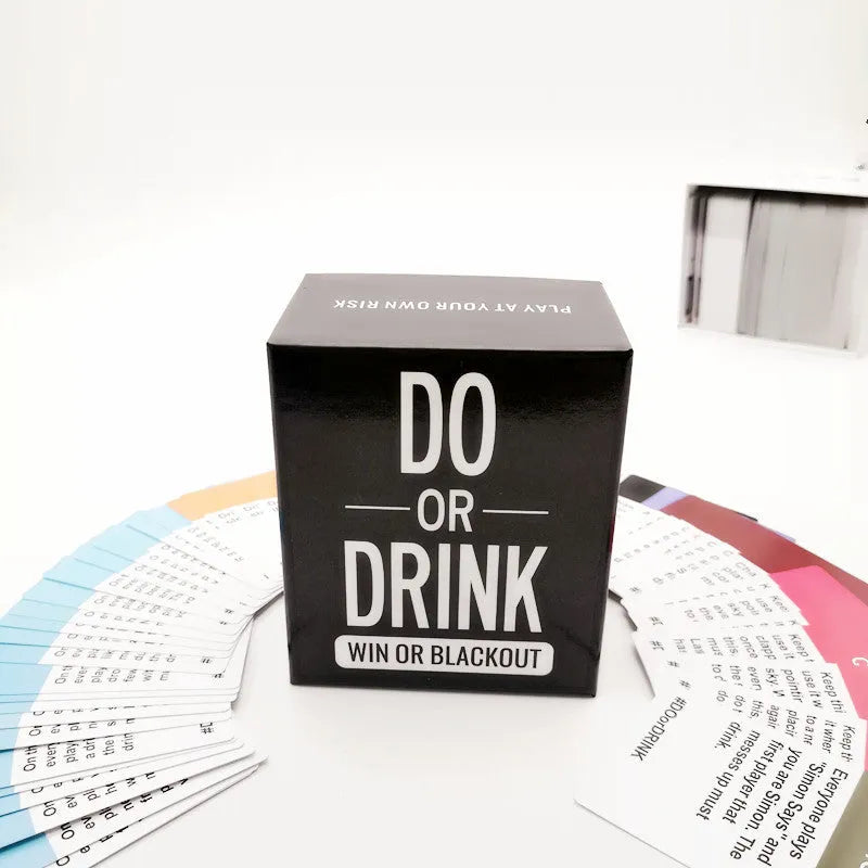 DO OR DRINK board game card set in colour box with coated paper cards for interactive party play