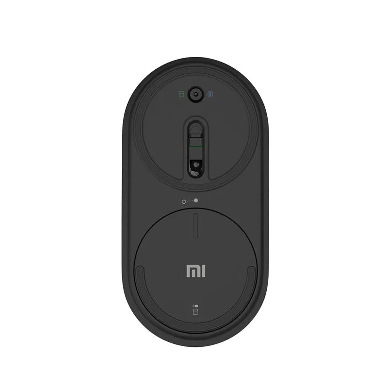 Wireless portable mouse in black with two buttons, standard size for laptop, Bluetooth and 2.4GHz connectivity