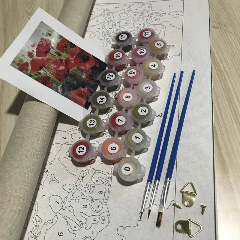 40x50cm DIY digital painting canvas with body art design, three paint brushes, and two hooks