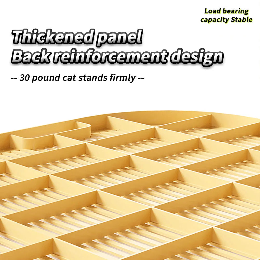 Plastic cat litter mat with anti-slip silicone feet in milk yellow colour