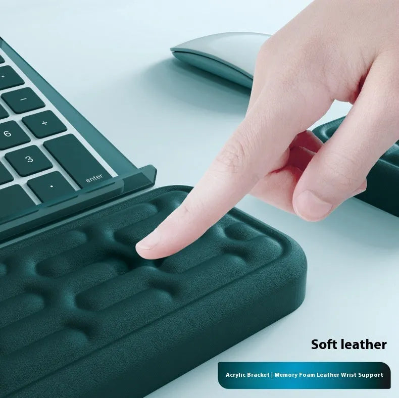 Double-sided memory foam keyboard and mouse pad with adjustable wrist strap in multiple colour options