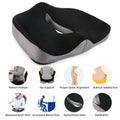 Black and grey coccyx orthopedic memory foam cushion with breathable mesh cover, 45x38x13cm