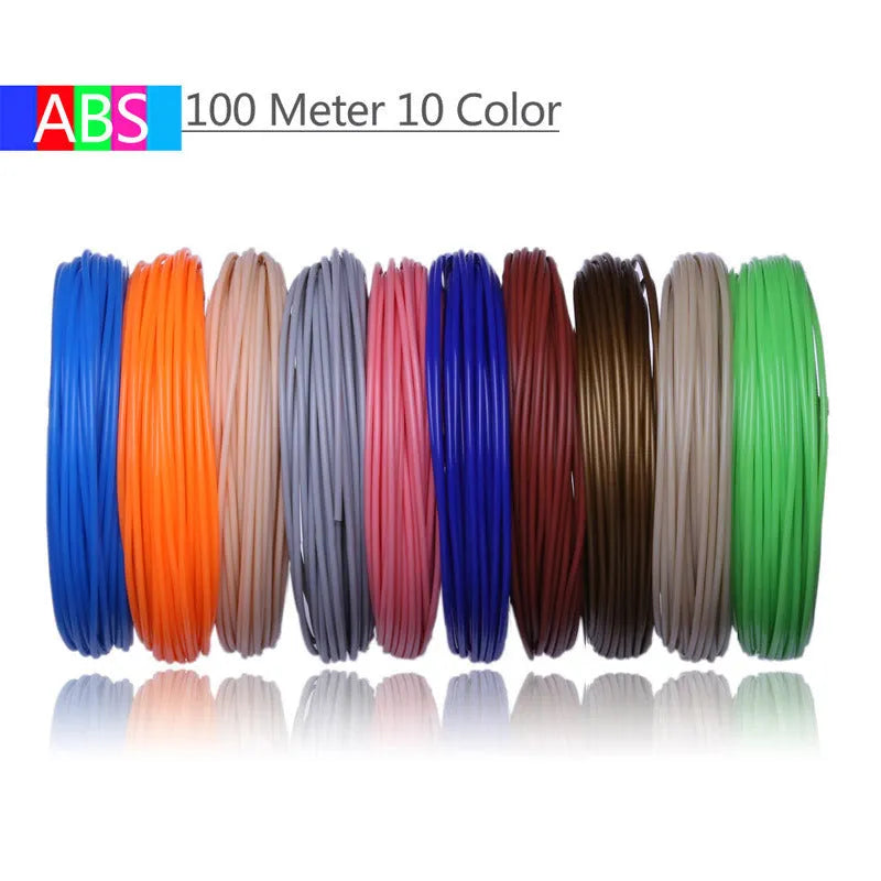 Multicolour ABS and PLA filament strips for 3D printing pen, 20 colours in self-sealing bag