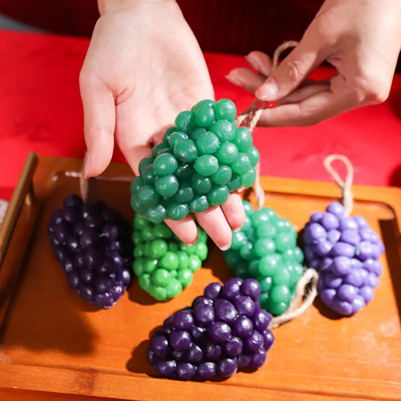 Grape handmade soap bar with grape cluster design in purple or green colour, 80g weight
