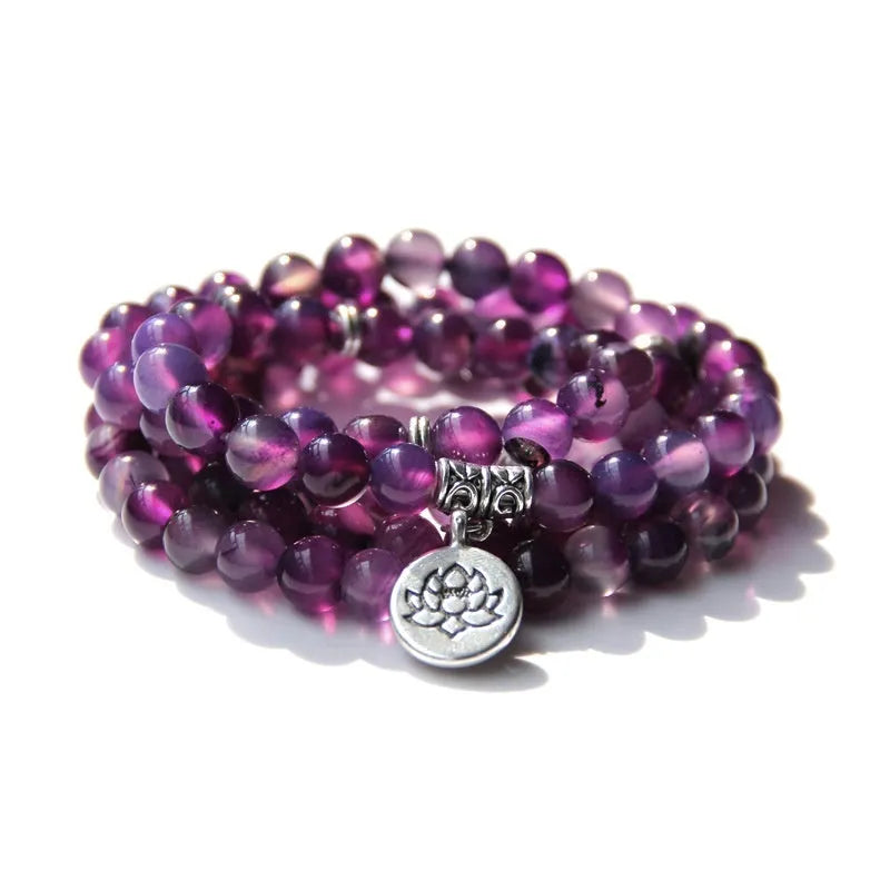 Women's natural stone angel echeveria bracelet with geometric lotus design in literature style