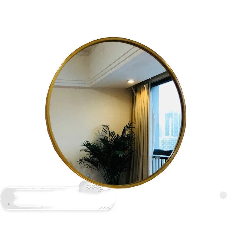 Round metal framed bathroom wall mirror in Nordic style available in black, white or gold