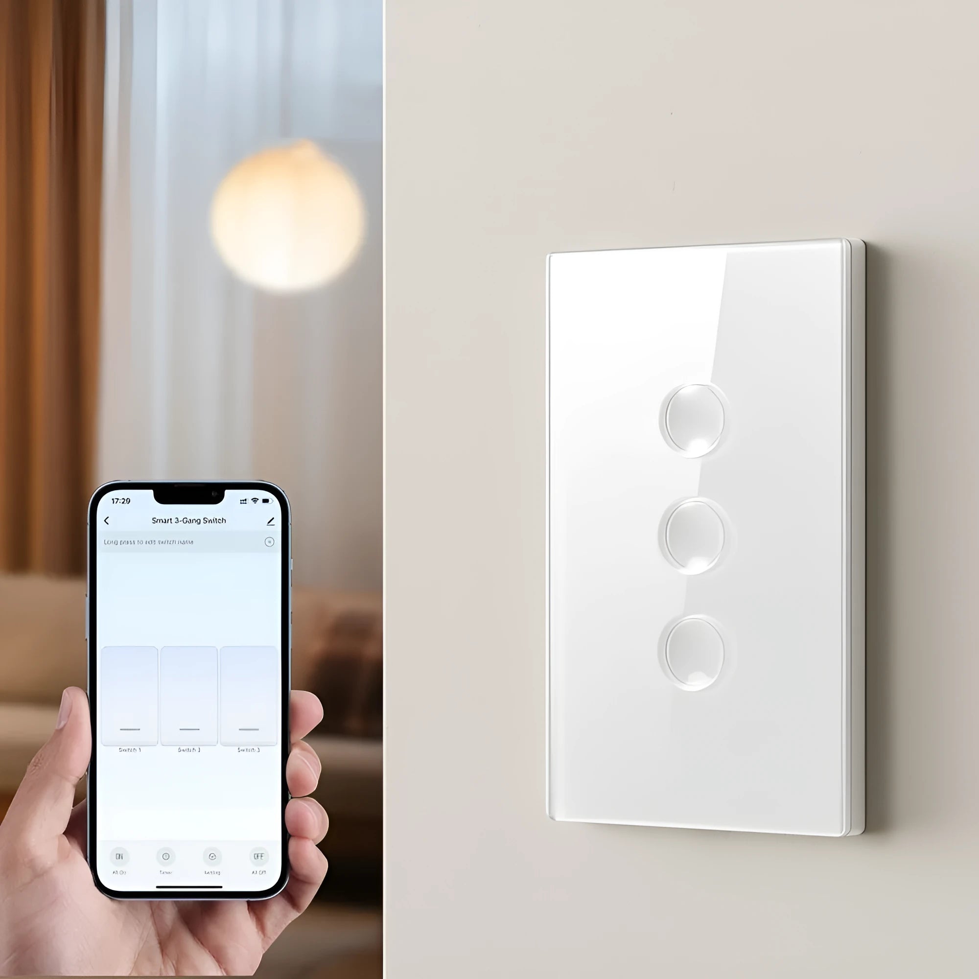 WiFi smart light switch with black tempered glass panel, US standard, Zigbee 3.0, Alexa and Google Home compatible