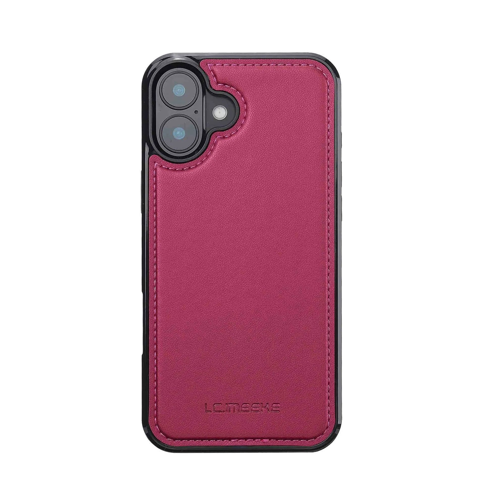 Black 2-in-1 flip phone case with card slot and lanyard for iPhone