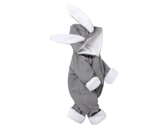 Plush baby jumpsuit with long sleeves, thickened fabric, single breasted closure, in apricot colour, size 80cm
