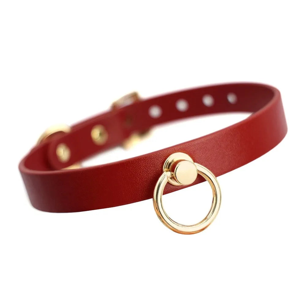 Black genuine cowhide leather adult collar with a metal drag chain and included pull lead