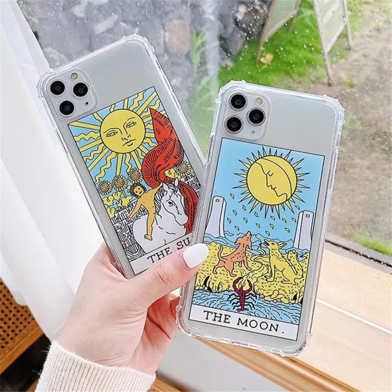 Creative Mythology Comic Phone Case in Sun or Moon colour with graffiti cartoon design