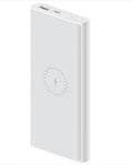 White and black 10000mAh power bank with USB-C port and wireless charging capability