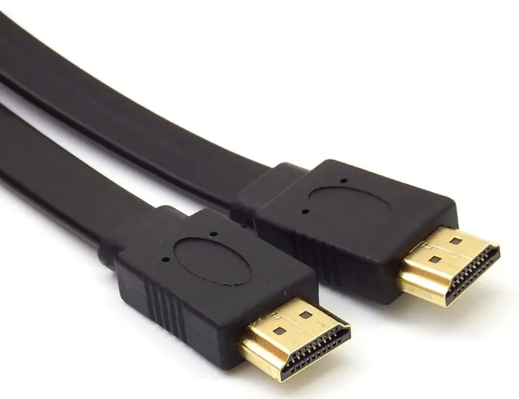 Flat HDMI cable version 1.4 with copper wiring showing connector detail