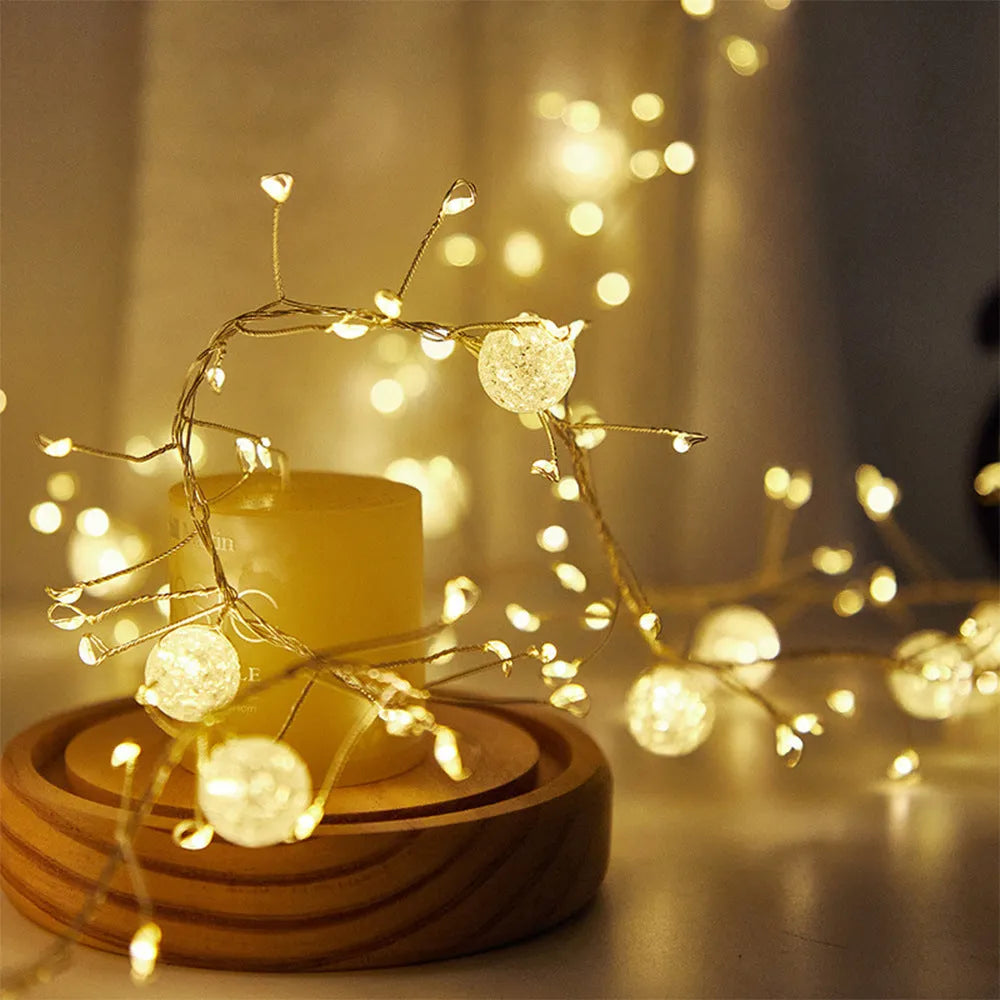 400LED 6-metre plug-in indoor fairy string lights with flower-shaped bulbs, IP66 protection