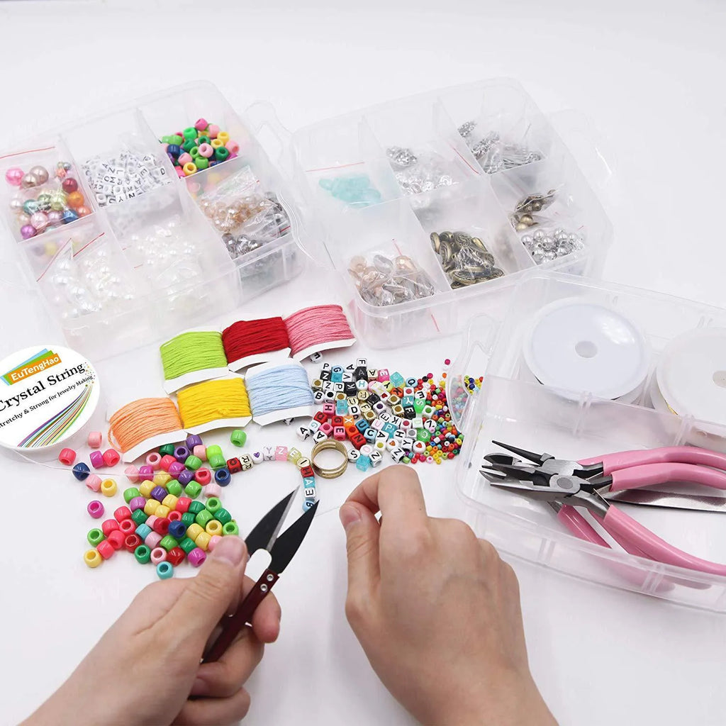 1171pcs crystal beads material set with 2mm glass seed beads in 24 colours and jewellery making tools