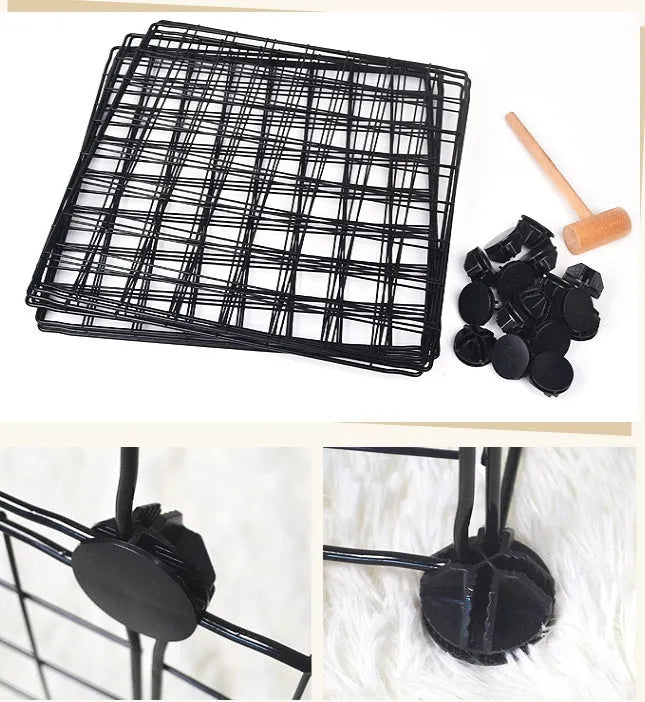 Black 6-piece environment-friendly metal pet fence panels for garden and indoor pet enclosure