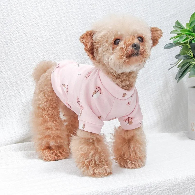 Small dog polyester fibre autumn winter coat in blue with size XS to XL for toy breeds