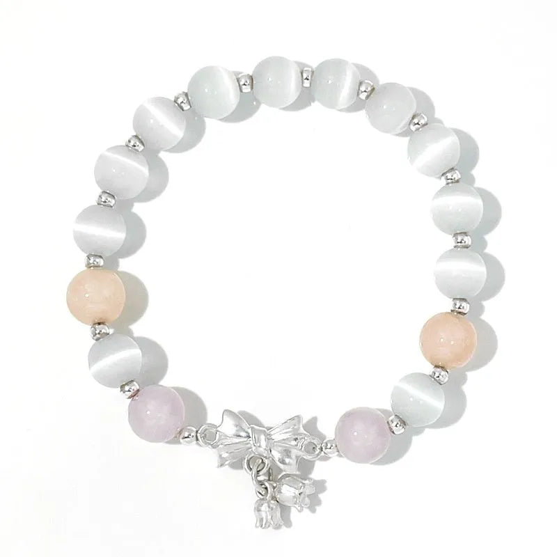 Lavender purple opal crystal bracelet with bowknot design for women