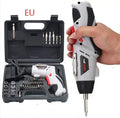 4.8V electric screwdriver set in blue with rotating handle and battery indicator light