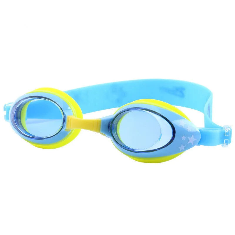 Children's anti-fog swimming goggles with PC lens in blue colour option