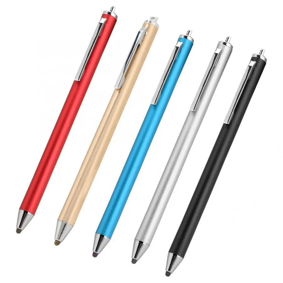 Fine head metal stylus pen for touchscreen phones and tablets in multiple colours.