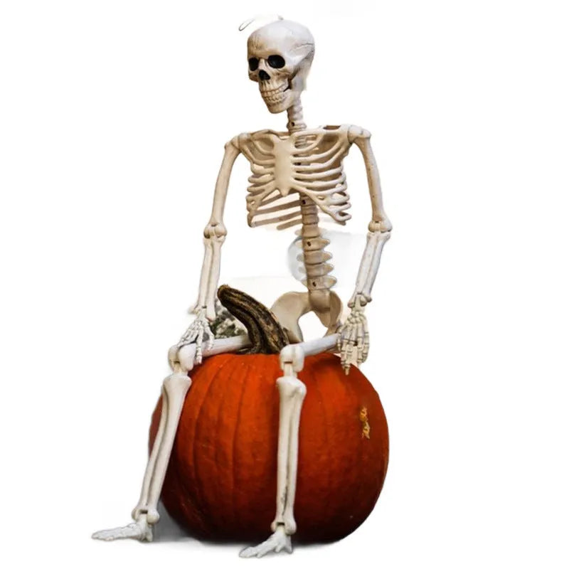 90cm tall poseable plastic skeleton Halloween decoration with detailed skull.