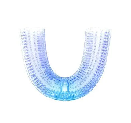 360 degree U-shaped electric toothbrush with blue light, food grade silicone bristles, and USB charging cable