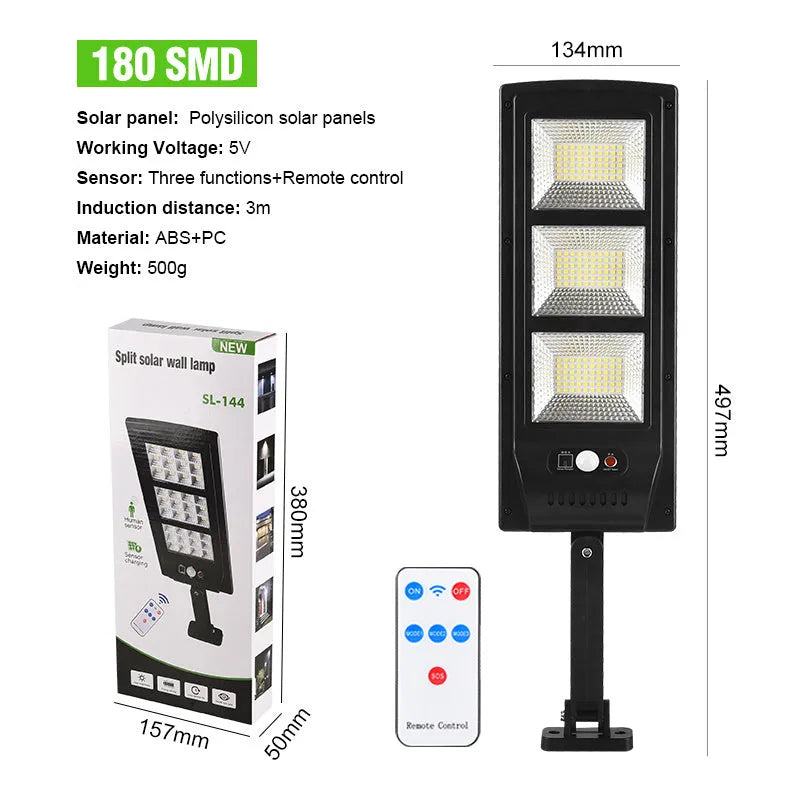 Plastic solar street light with remote control for home wall lighting in multiple LED styles