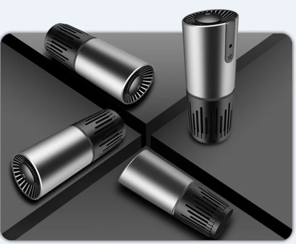 Silver car air purifier cup with high CADR made from ABS plastic for interior use