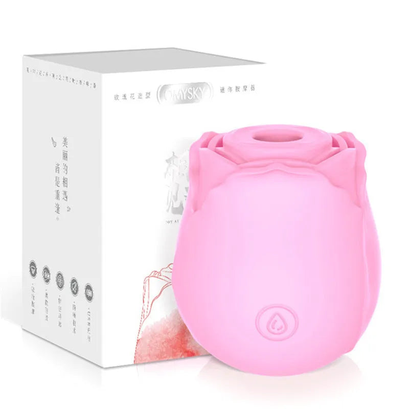 Huafeihua rose sucking tongue licking vibrating egg in pink silicone with compact design