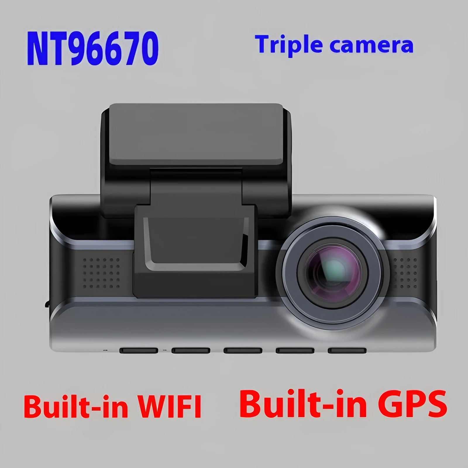 2K driving recorder with 3-inch screen, front and rear cameras, car charger and mounting bracket