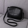 Genuine cowhide leather handbag with plaid pattern, horizontal square shape, single strap, urban minimalist style