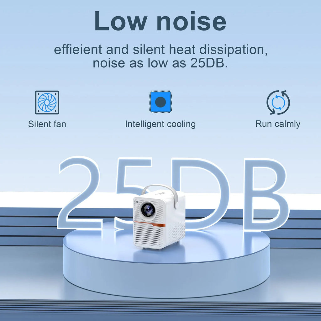 P10 2023 mini portable LCD projector in black, 720p resolution, Android system, with UK plug