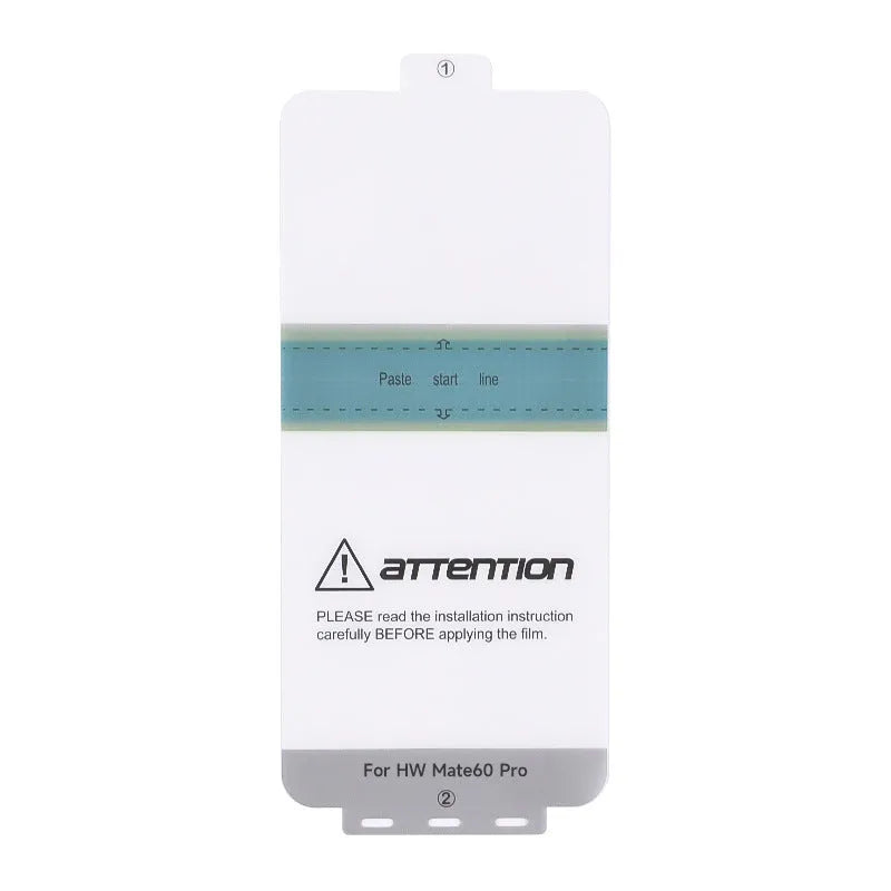 Huawei Mate60 TPU screen protector film with anti-fingerprint and self-healing features including installation tools.