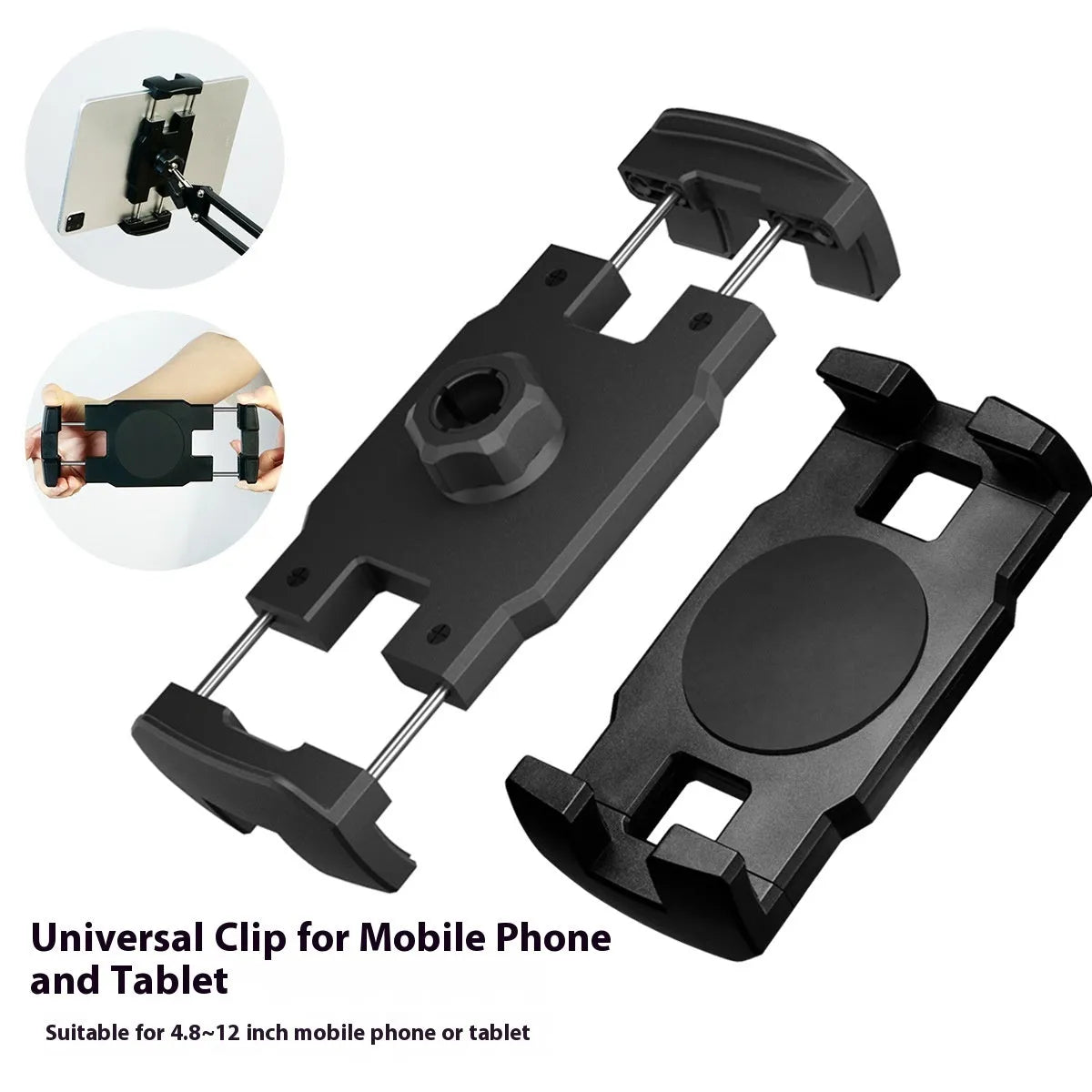 Metal cantilever bracket bedside table with four clips holding a mobile phone, standard J2N2 version