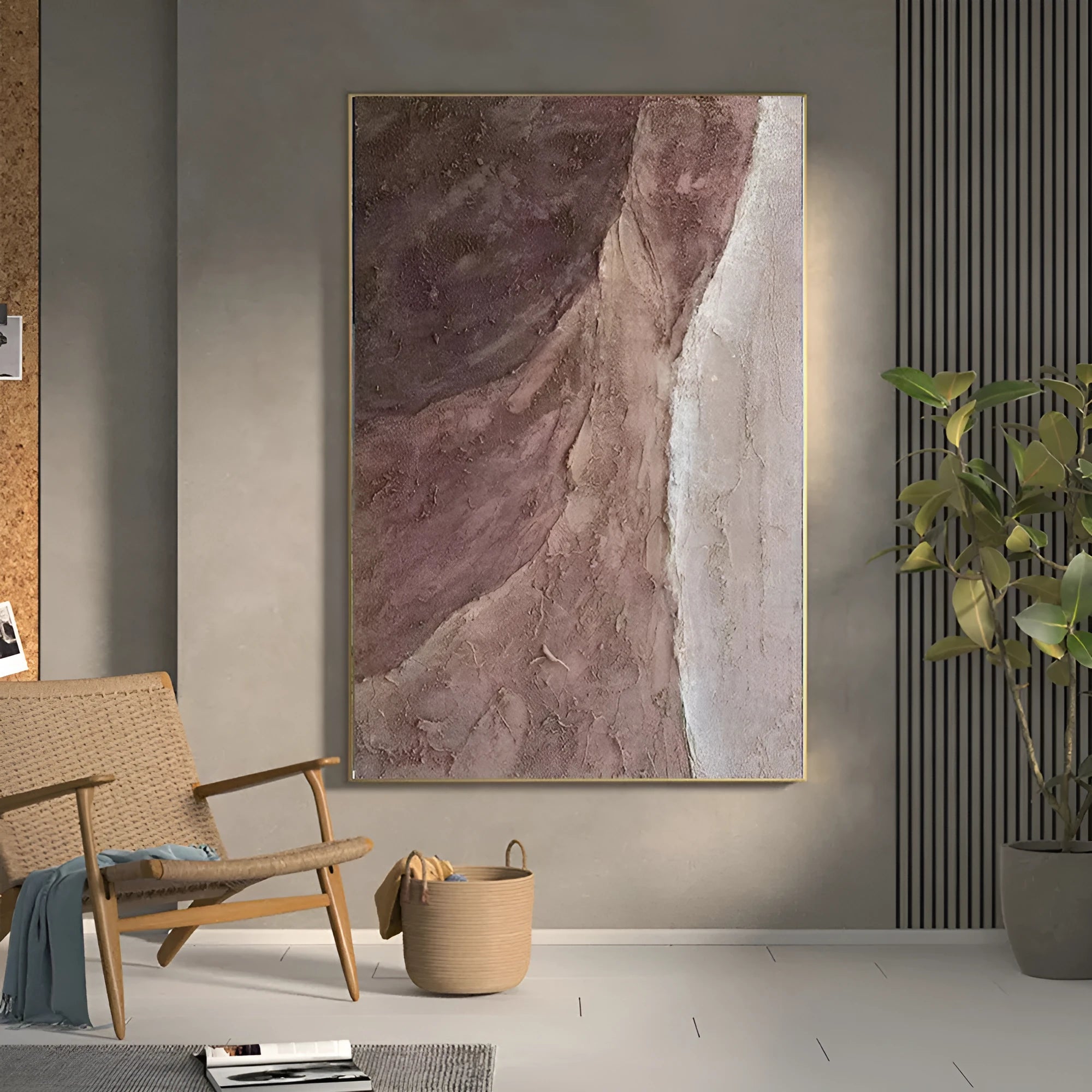 Handmade abstract brown texture oil painting on rolled unstretched canvas for wall decor