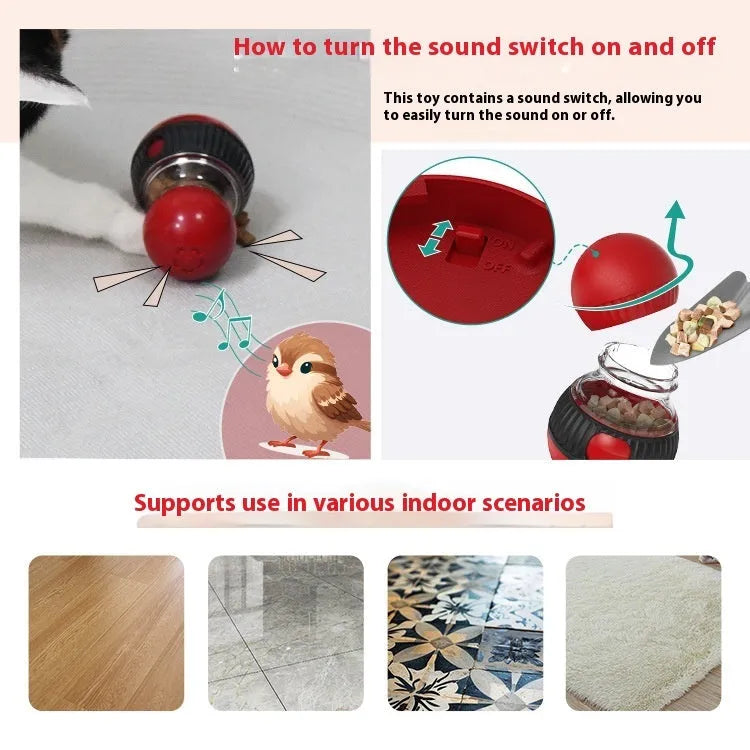 Plastic rotating cat toy with super ball colour finish and food dropping ball mechanism