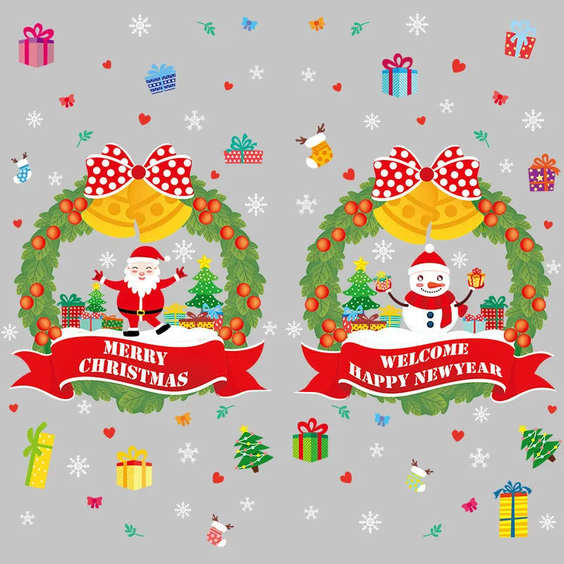 Large colourful cartoon electrostatic Christmas wall sticker on a window