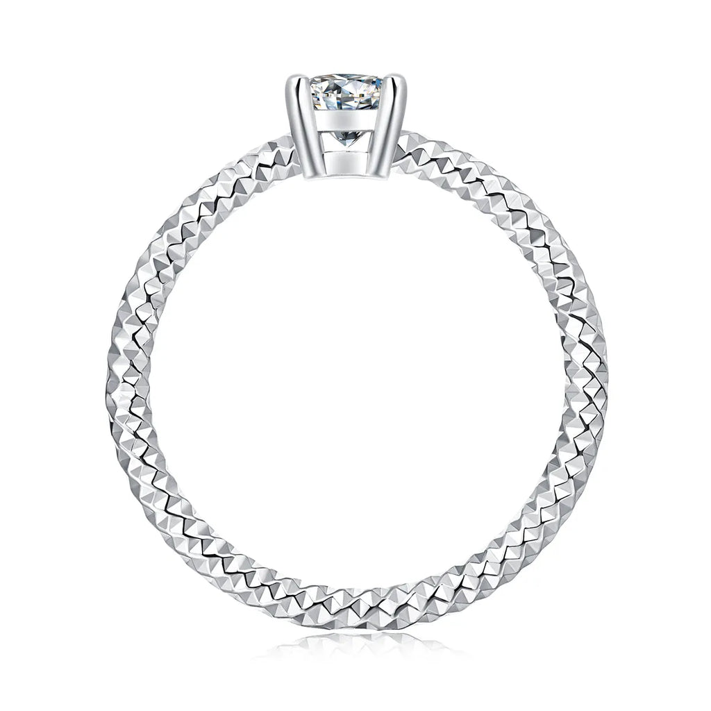 Wedding ring set with top-quality moissanite, S925 silver, platinum plated, 0.5 carat, gift box