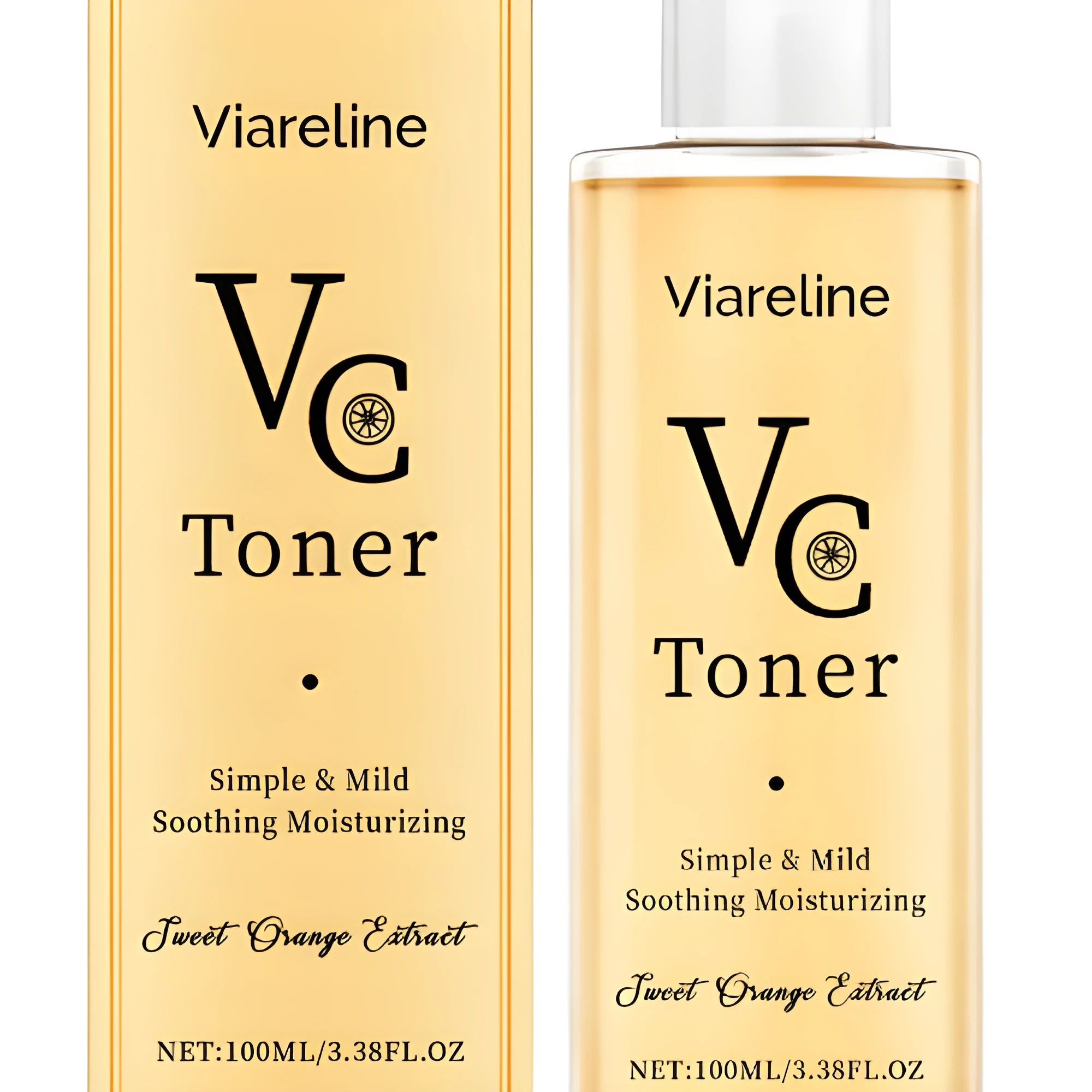 100 ml bottle of Vitamin C moisturising toner with hyaluronic acid and orange extract.