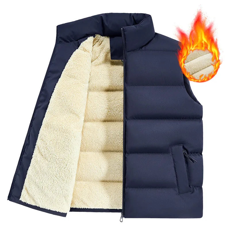 Striped lambswool men's vest in black, dark blue, or red for autumn and winter wear