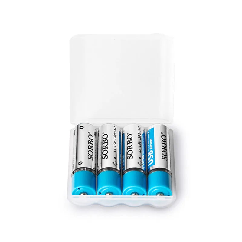 Lithium polymer AAA rechargeable battery set with USB charging port, 1200mAh capacity, flame retardant casing