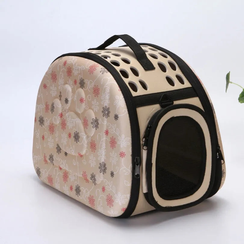 EVA medium pet bag in pink with foldable design and flower pattern