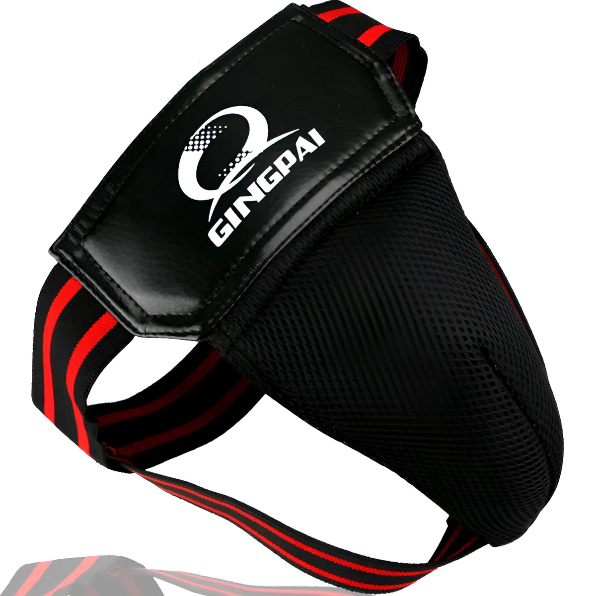 Fighting boxing training crotch protector with hard plastic shell and elastic band, black colour