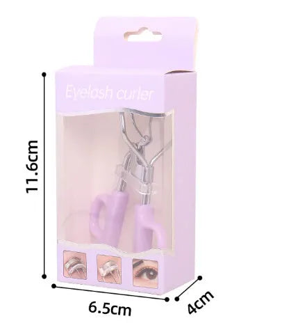 SUNFLOWER A4 chrome scissor handle eyelash curler with tail, lightweight carbon steel lash curler on white background