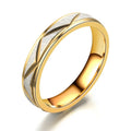 24K gold plated stainless steel couple ring with hand-polished finish in 6mm face width